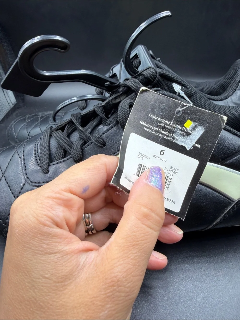 Men's Black Athletic Cleats with Yellow Accent